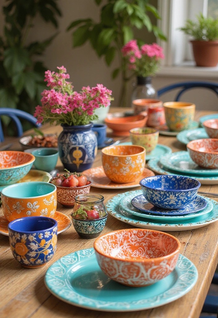 12 Colorful Room Decor Ideas That Will Brighten Up Your Space Instantly! - 12. Colorful Tableware