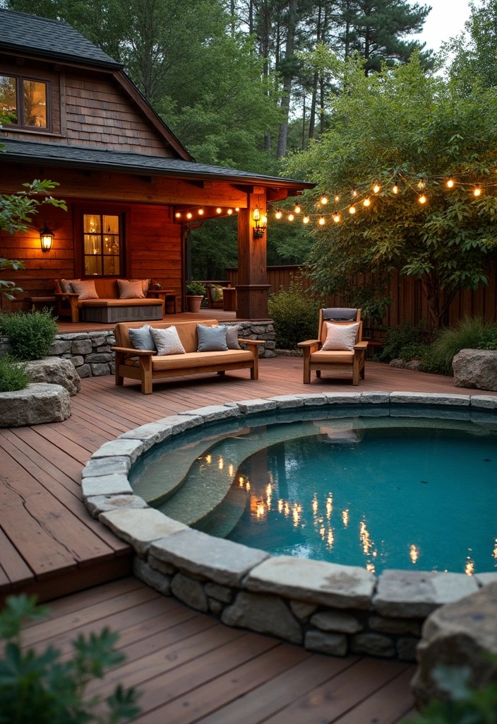 12 DIY Above Ground Pool Landscaping Ideas That Will Transform Your Backyard into a Paradise! - 2. Rustic Appeal with Wood and Stone