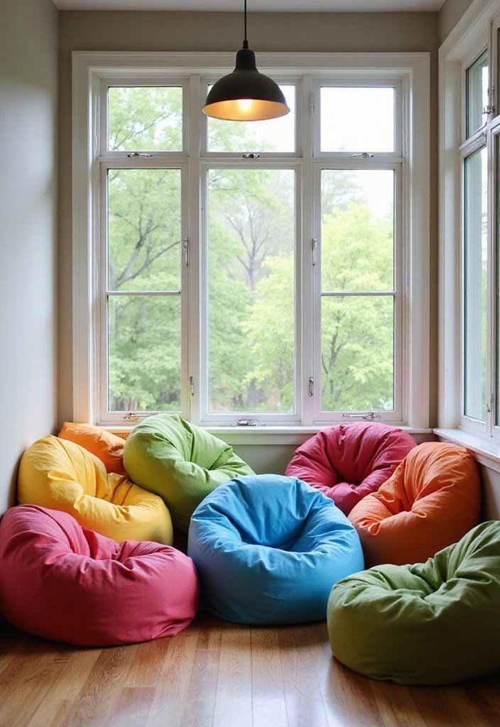 14 Irresistible Indoor Sunroom Furniture Ideas That Will Make You Never Want to Leave Home! - 14. Creative Nooks with Bean Bags