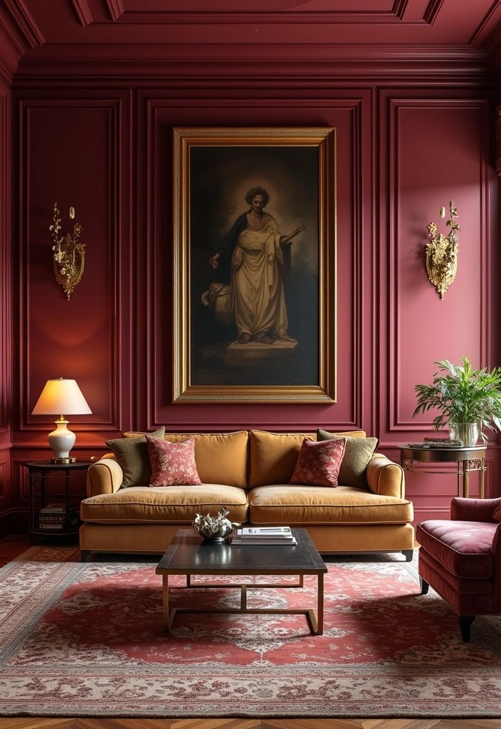 14 Vintage Color Palettes That Will Give Your Home a Timeless Charm! - 11. Bold Burgundy and Gold