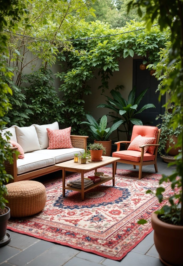 15 Bright Summer Decor Ideas That Will Make Your Home Shine Like the Sun! - 6. Outdoor Rugs for Patios