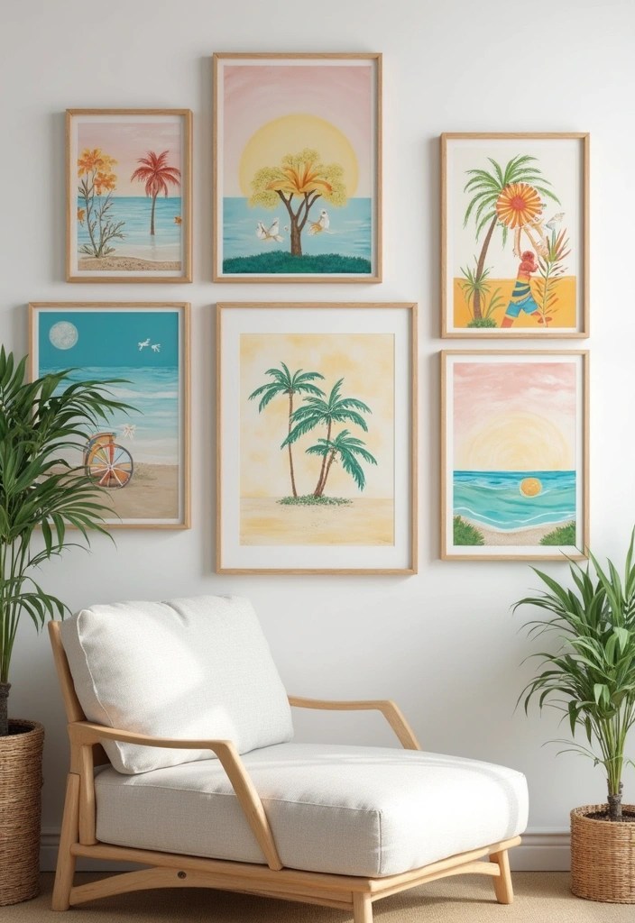 15 Bright Summer Decor Ideas That Will Make Your Home Shine Like the Sun! - 8. Gallery Wall with Summer Artwork