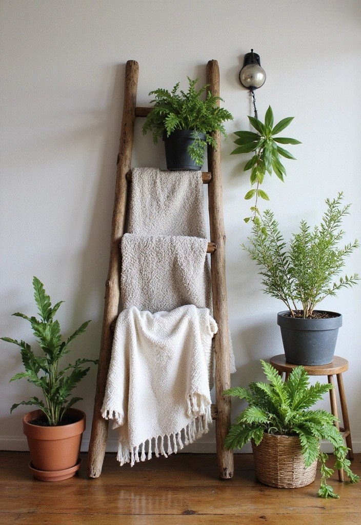 15 Budget-Friendly Aesthetic DIY Decor Ideas That Will Wow Your Guests! - 10. Vintage Ladder Display