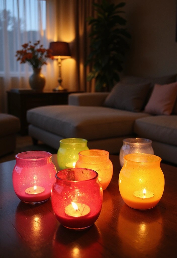 15 DIY Home Aesthetic Projects That Will Transform Your Space Into a Dreamy Oasis! - 8. Colorful Candle Holders
