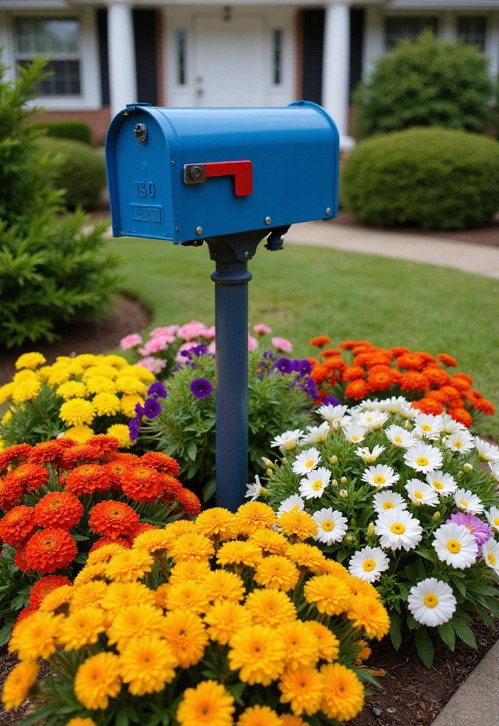 15 Stunning Mailbox Flower Bed Ideas That'll Transform Your Home's Curb Appeal! - 11. Color Blocked Beauty