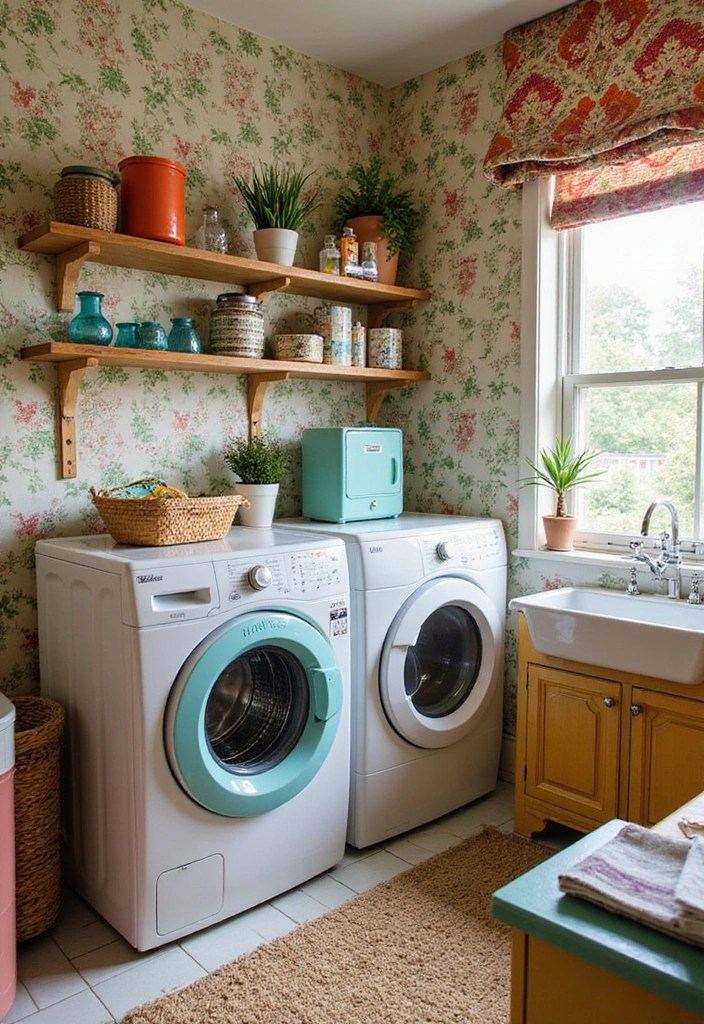 17 Laundry Room Makeovers That'll Actually Make You Want to Do Laundry (#9 Is Like a Spa!) - 11. Eclectic Mix and Match