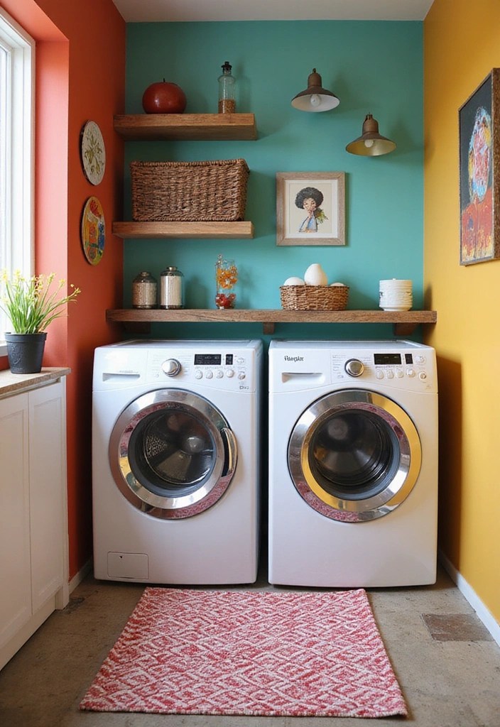 17 Laundry Room Makeovers That'll Actually Make You Want to Do Laundry (#9 Is Like a Spa!) - 4. Bold and Artistic