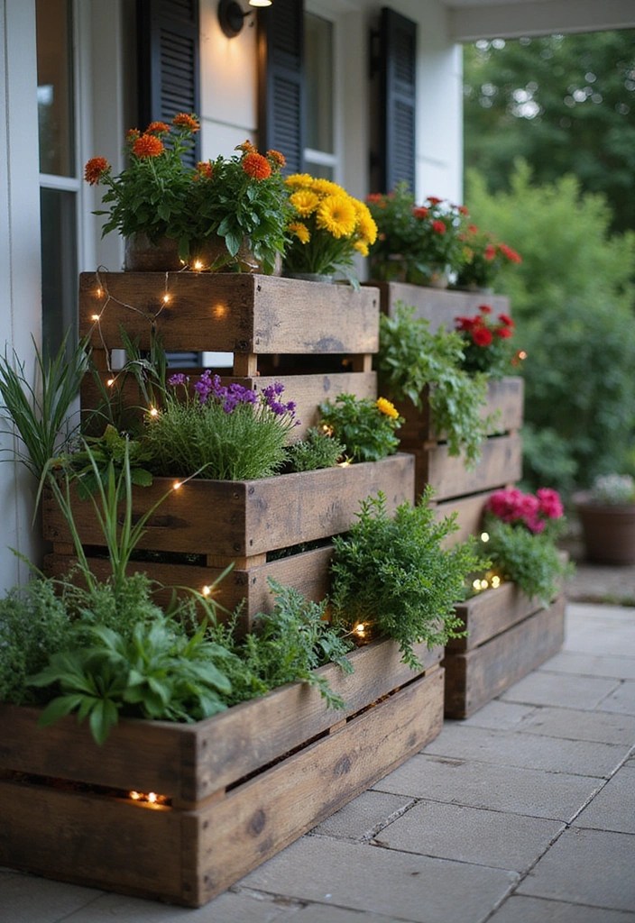 20 Creative Front Porch Planters to Transform Your Entryway (You Won't Believe #5!) - 1. Whimsical Wooden Crates