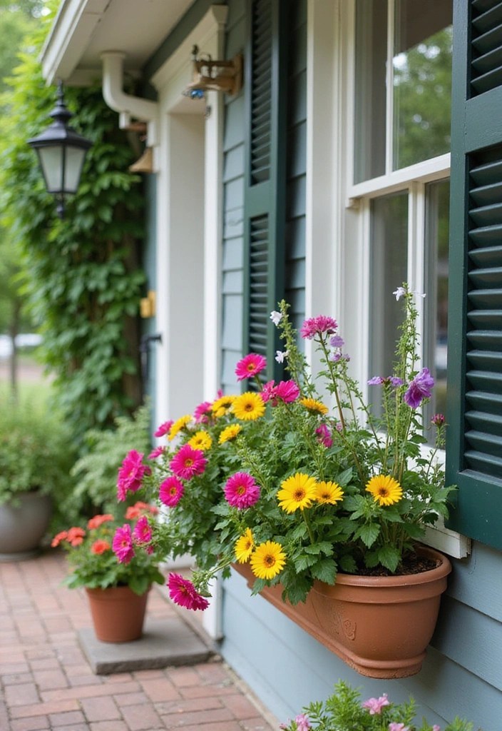 20 Creative Front Porch Planters to Transform Your Entryway (You Won't Believe #5!) - 12. Colorful Window Boxes