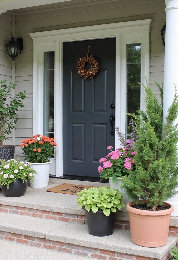 20 Creative Front Porch Planters to Transform Your Entryway (You Won't Believe #5!) - 17. Monochromatic Magic