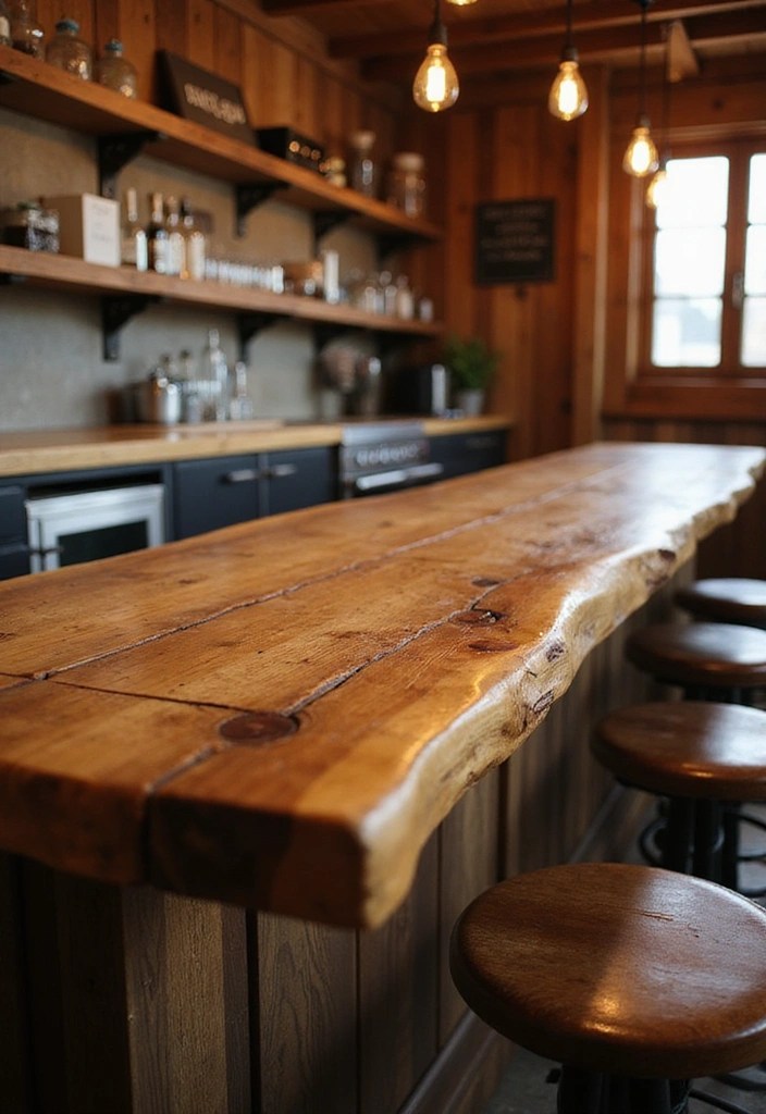 15 Stunning Small Barndo Decor Ideas That'll Make Your Friends Green with Envy! - 1. Rustic Wooden Bar Top