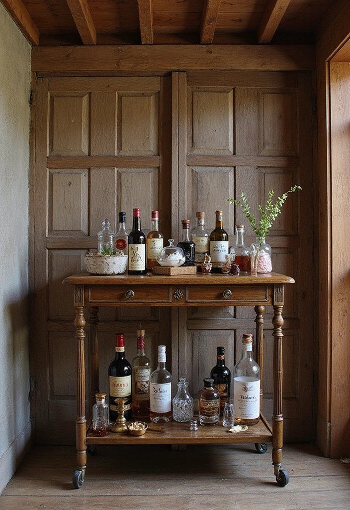 15 Stunning Small Barndo Decor Ideas That'll Make Your Friends Green with Envy! - 5. Unique Bar Cart