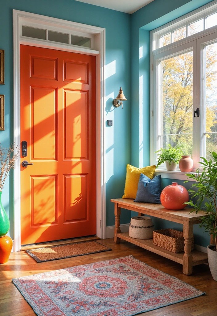 16 Entryway Ideas That'll Make a Stunning First Impression (Your Guests Won't Want to Leave!) - 1. Embrace Bold Colors
