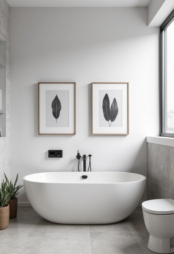 16 Minimalist Bathroom Decor Tips for Apartments That Embrace Simplicity! - 10. Lean Towards Simple Art