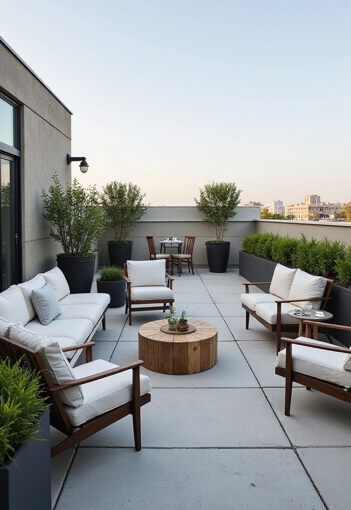 19 Modern Rooftop Patio Designs That Redefine Outdoor Comfort! - 13. Contemporary Comfort