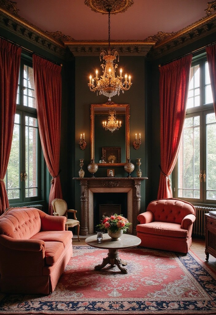 Unlock Your Creativity with These 10 Home Decor Inspo Living Room Ideas (You’ll Be Inspired!) - 8. Vintage Glam