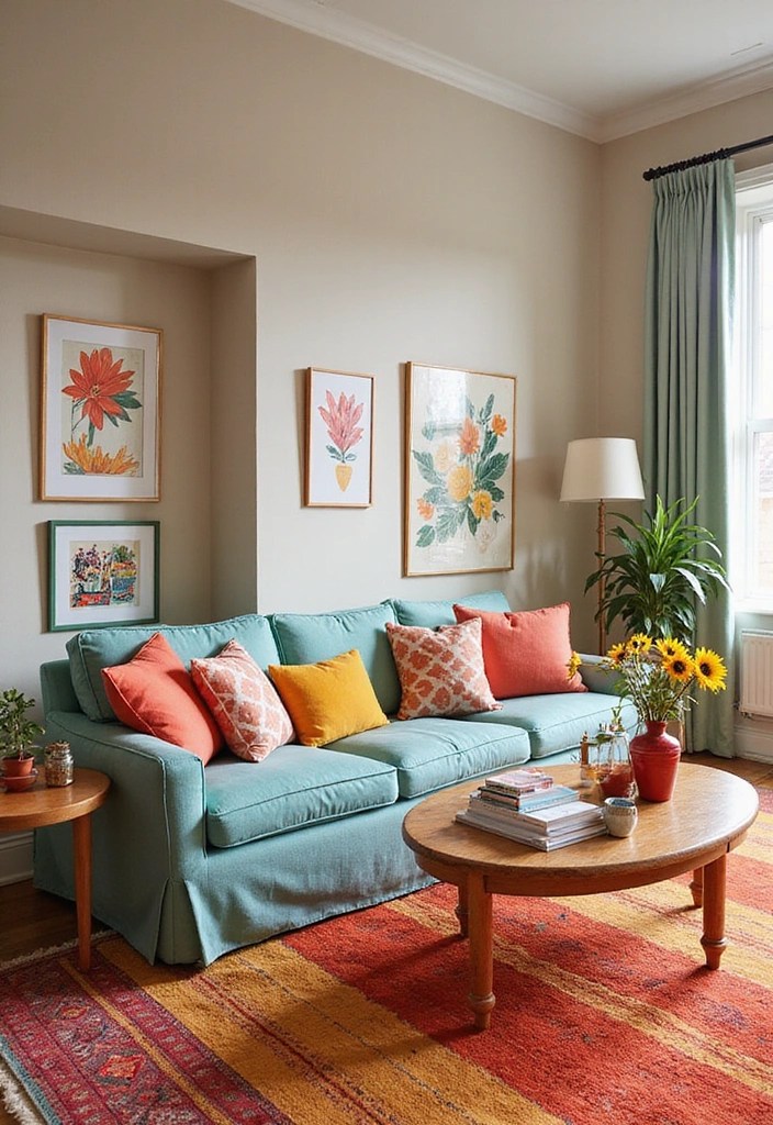 Unlock Your Creativity with These 10 Home Decor Inspo Living Room Ideas (You’ll Be Inspired!) - 9. Color Pop Paradise