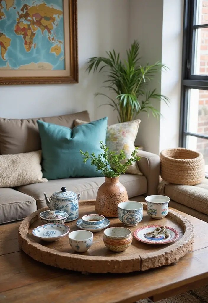 12 Unique Coffee Table Arrangements That Will Wow Your Guests! - 12. Eclectic Charm