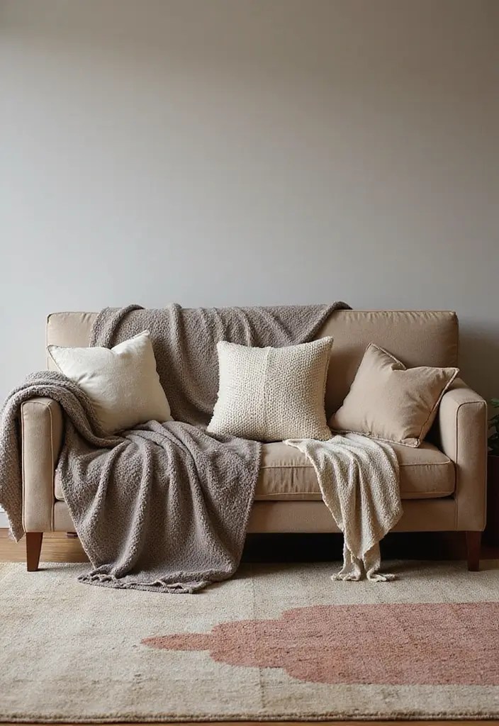 15 Cozy Modern Apartment Decor Inspirations That Will Transform Your Space! - 1. Layered Textiles for Warmth