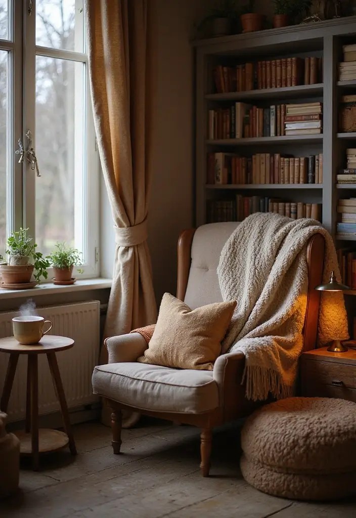 15 Fall Decor Ideas That Will Transform Your Home into a Cozy Haven (You’ll Love #12!) - 6. Create a Cozy Reading Nook