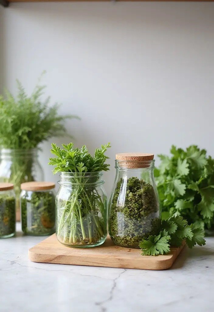15 Stunning Kitchen Countertop Decor Ideas That'll Transform Your Space! - 1. Herb Garden in Jars