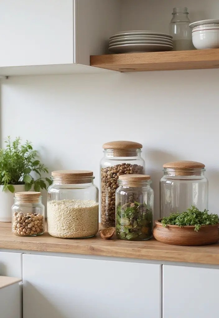 15 Stunning Kitchen Countertop Decor Ideas That'll Transform Your Space! - 14. Reusable Jars and Containers