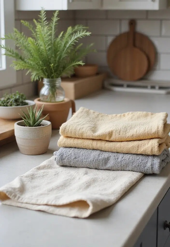 15 Stunning Kitchen Countertop Decor Ideas That'll Transform Your Space! - 4. Layered Textures with Fabrics