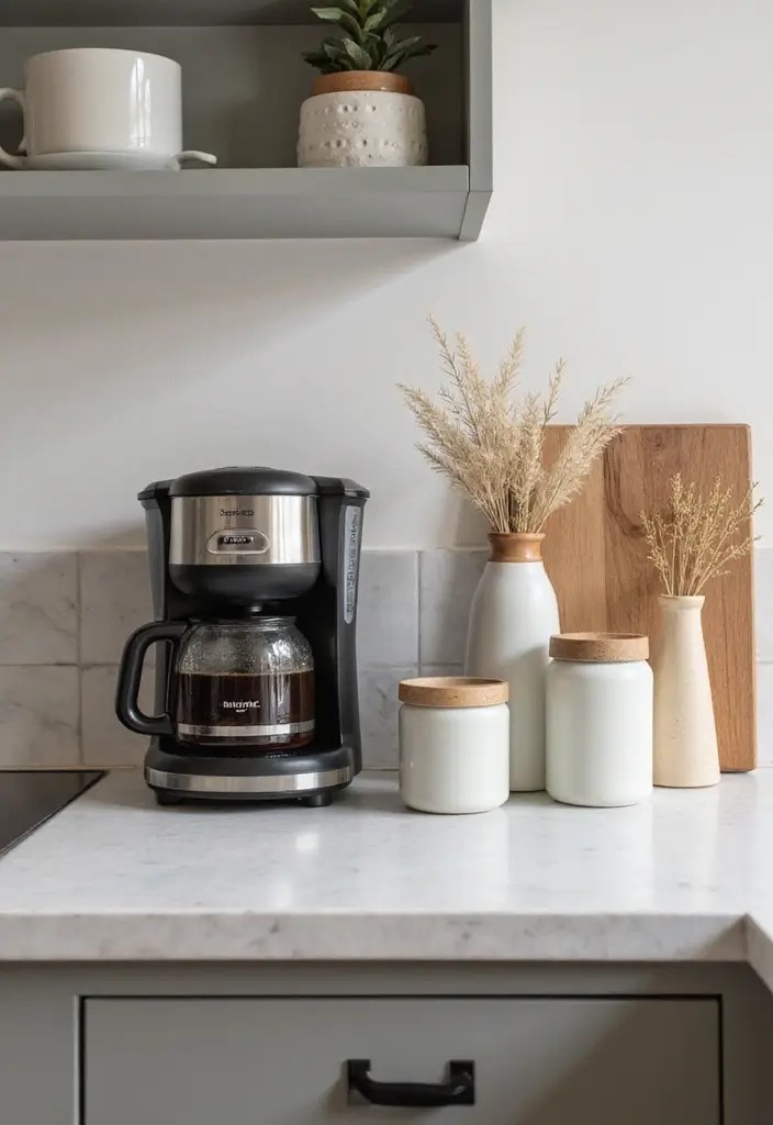 15 Stunning Kitchen Countertop Decor Ideas That'll Transform Your Space! - 6. Stylish Coffee Station