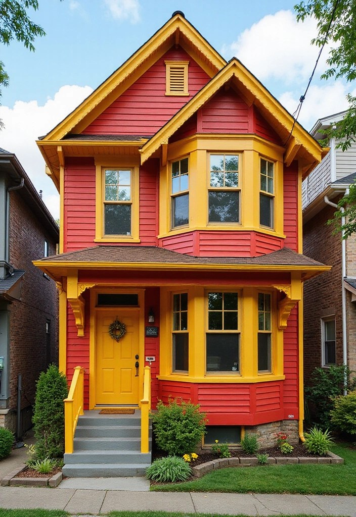Unlock the Secret to a Beautiful Exterior: 12 Color Palettes You’ll Love! - 4. Bold and Bright: Vibrant Reds and Yellows