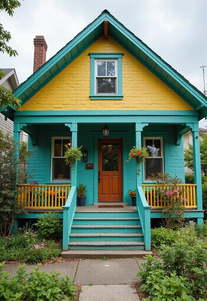 Unlock the Secret to a Beautiful Exterior: 12 Color Palettes You’ll Love! - 9. Playful Pops: Bright Teals and Yellows