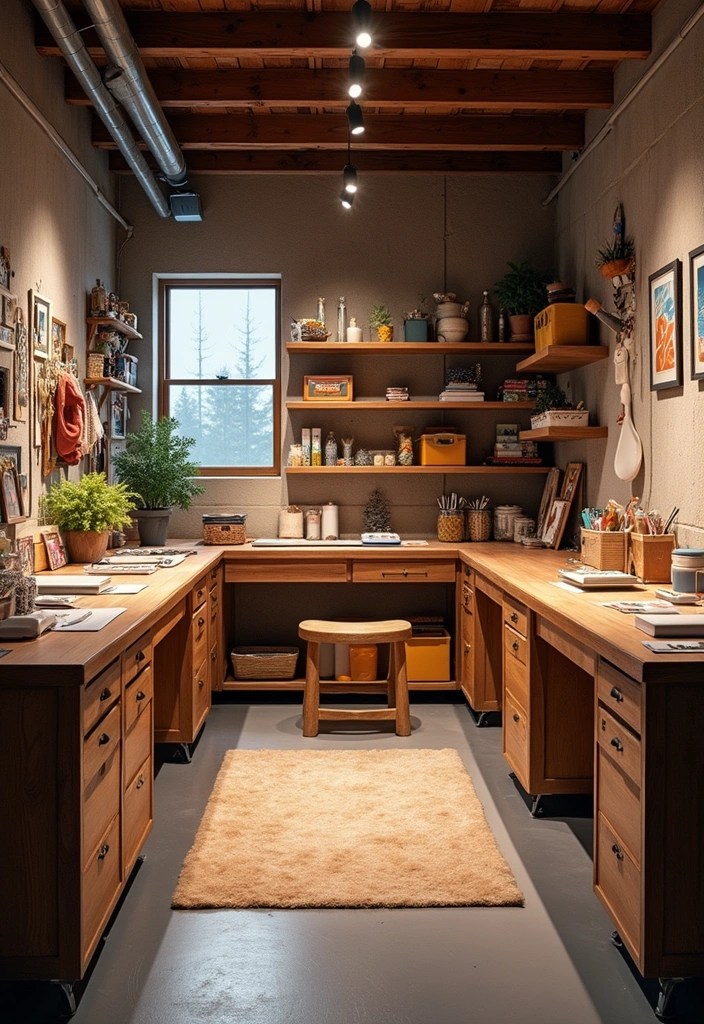 10 Jaw-Dropping Cozy Basement Makeovers You Won't Believe Until You See! - 6. A Cozy Craft Corner