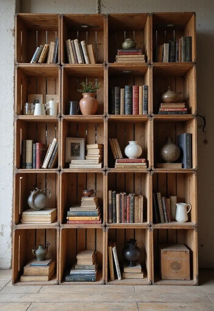 17 Book Shelf Ideas Perfect for Nooks and Crannies (You’ll Want #9 in Your Home!) - 10. Crate Bookshelf