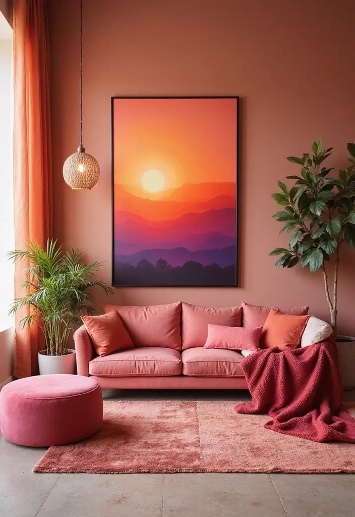 19 Fall Decor Color Palettes That Will Make Your Home Look Like a Cozy Autumn Retreat! - 16. Sunset Glow